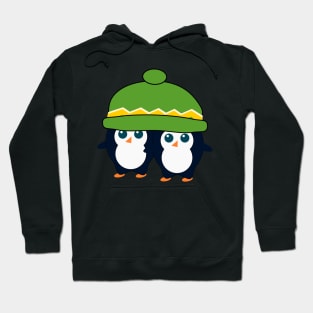 When two cute penguins find a beanie Hoodie